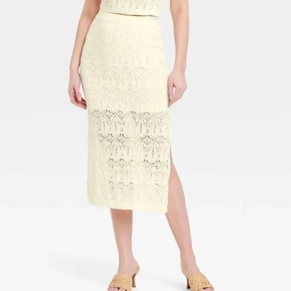 A New Day Womens Elegant Cream Lace Overlay Midi-Mini Skirt Size XXL